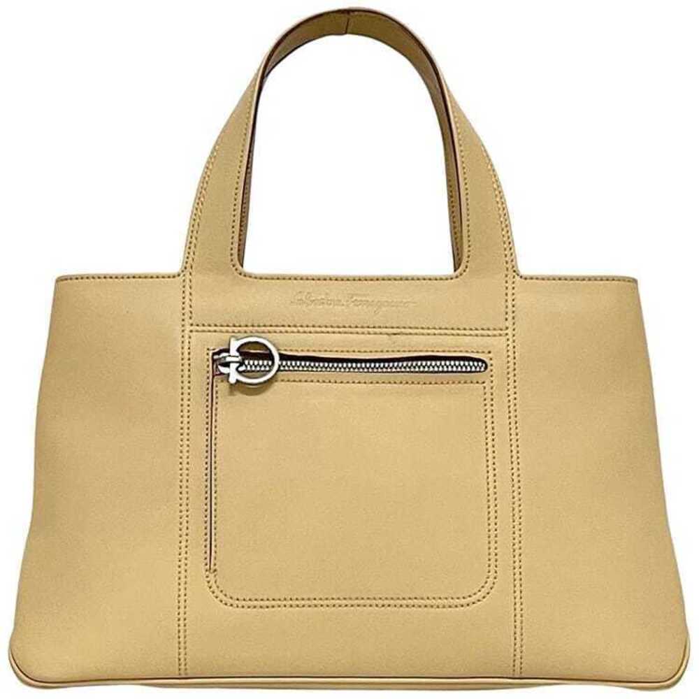 Salvatore Ferragamo Handbag Beige Gancini Tote Bag Top Handle Hardware - Picture 1 of 10